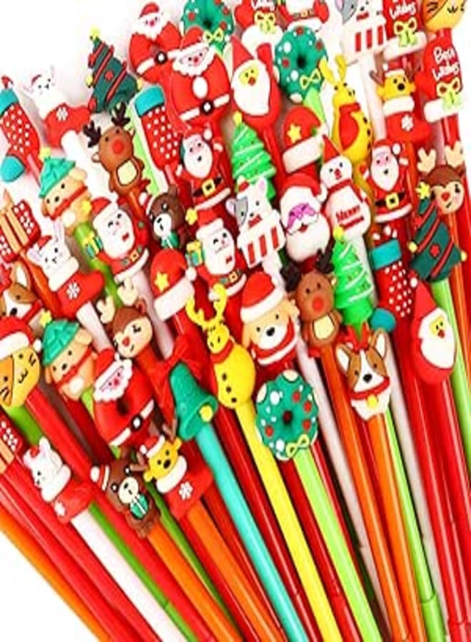 Mluchee 100 Pack Christmas Pens Bulk Gel Ink, Candy Cane Pens, Donut Pen Winter Themed Parties Cute Cartoon Xmas Tree Claus Snowmans Pen for Holiday Party Favors Office School, 25 Styles